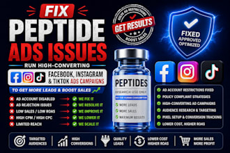 fix peptide ads issues, run peptide facebook, instagram, tiktok ads campaigns