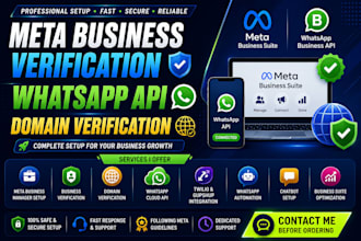 set up meta business verification,whatsapp API and domain verification