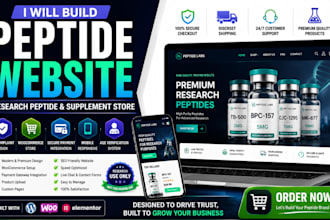 create peptide store, peptide ecommerce or supplement store with payment gateway