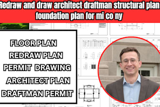 redraw and draw architect draftman structural plan foundation plan for mi co ny