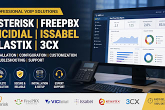 setup and configurate asterisk, vicidial, freepbx, issabel and 3cx pbx
