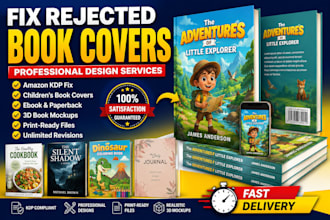 fix rejected book cover design children ebook cover paperback 3d book mockups