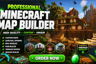 build minecraft map builder, castle, villages, base, spawns, house architect