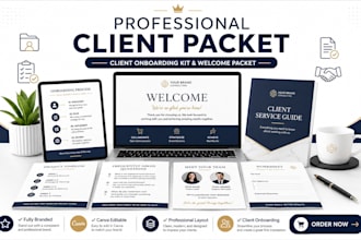 design professional client packet, client onboarding kit, branded welcome packet