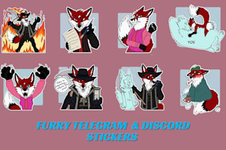 create furry telegram stickers and discord emotes for your fursona
