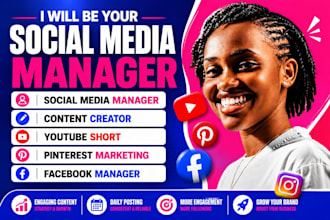 be your social media manager content creator youtube short pinterest marketing