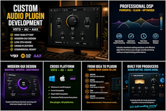 develop a custom vst3, au, aax plugin with high quality gui and dsp features