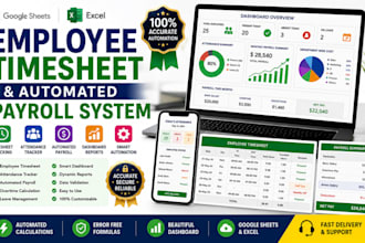 create employee timesheet, excel payroll and automated attendance tracker