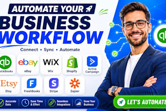 quickbooks ebay wix shopify activecampaign etsy freshboks stripe zap integration