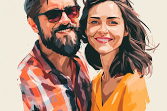 draw a watercolor couple portrait