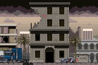 create pixel art background, landscape, scenery pixel art tileset environment