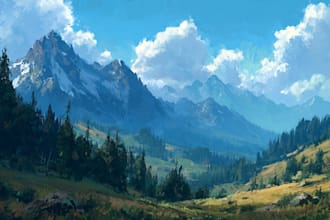 draw a natural landscape and background illustration