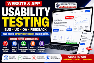 website and app usability testing bug, user experience QA and provide feedback