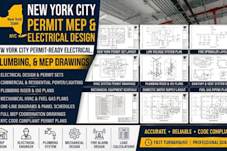 provide new york city permit electrical design, plumbing plans and mep drawings