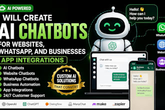 create ai chatbots for websites, whatsapp, and businesses, app integrations