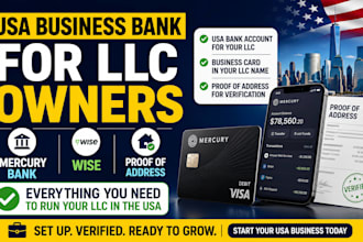 create USA business bank for llc owners, mercury, wise, proof of address