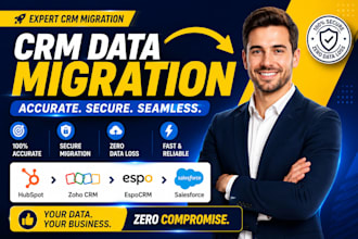 migrate contacts leads deals data hubspot zoho CRM espocrm salesforce