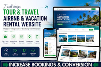 design tour and travel agency website, airbnb vacation rental website