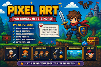 create custom pixel art for streaming games, nfts, and pixel spritesheet
