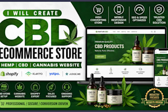 create cbd ecommerce store, hemp cbd shopify store or cannabis ecommerce website