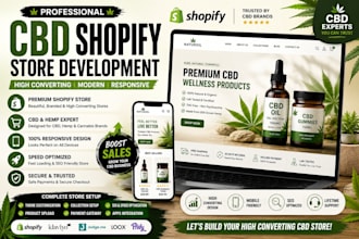 create cbd ecommerce store, hemp cbd shopify store or cannabis ecommerce website