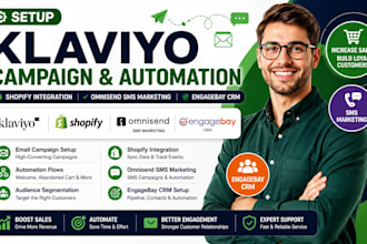 setup klaviyo campaign shopify integration omnisend sms marketing engagebay crm