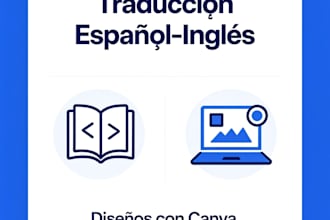 traduzco español a ingles mas diseños con canva