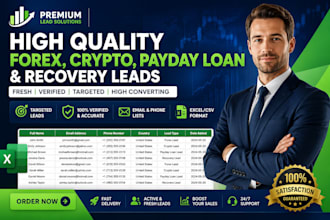 give fresh forex crypto lead, email cold calling, payday loan lead,recovery lead