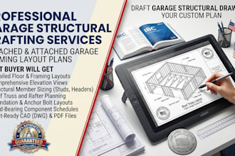 draft garage structural drawings detached attached garage framing layout plan