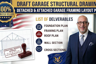 draft garage structural drawings detached attached garage framing layout plan
