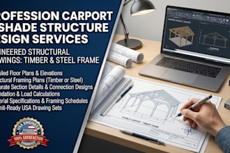 design carport and shade structure structural drawings timber steel frame