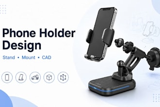design phone holder, phone stand, car mount cad product prototype