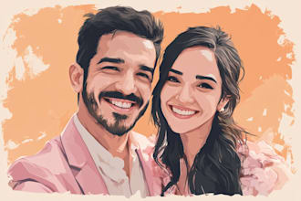 amazing watercolor couple portraits