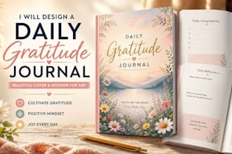 design a daily gratitude journal with beautiful interior and cover for KDP