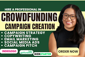 create crowdfunding campaign, kickstarter campaign and gofundme promotion