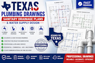 prepare texas plumbing drawings sanitary drainage plans water supply layout plan