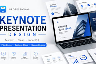 design modern keynote presentations, pitch decks and business slides