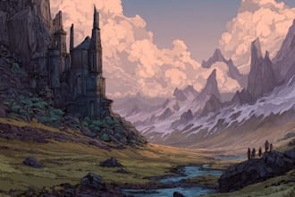 create stunning fantasy landscape, background illustration