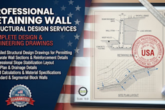 design concrete retaining wall structural drawings slope stabilization layout