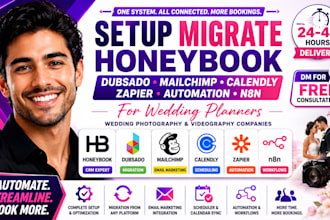 setup migrate honeybook dubsado mailchimp calendly zapier automation n8n wedding