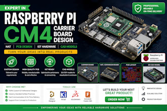 design raspberry pi cm4 carrier board, hat, pcb and iot hardware and cad models