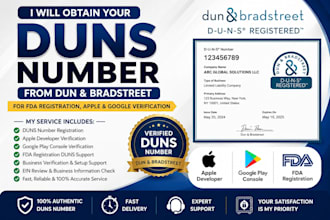 register your d u n s number for fda registration, apple and google verification