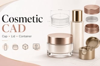 design bottle cap, lid, cosmetic container product cad model