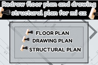 redraw floor plan and drawing structural plan for mi az ca ohio