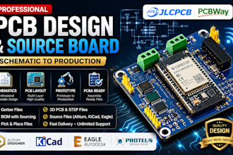 design esp32, stm32, nrf or atmel pcb, schematic and embedded hardware