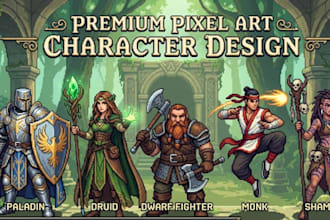 create custom pixel art character, game sprite, rpg character and animation