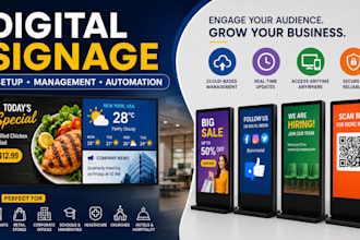 setup and design digital signage software for screen displays and billboards