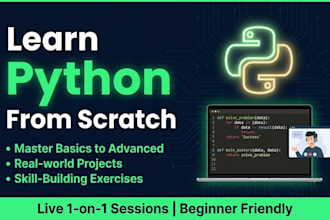 teach python basics to beginners with live sessions