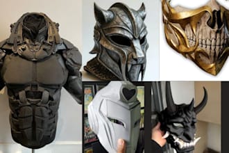 create custom 3d printed and painted cosplay mask, helmet, armor,halloween props