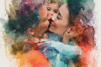 custom watercolor family portrait from photo